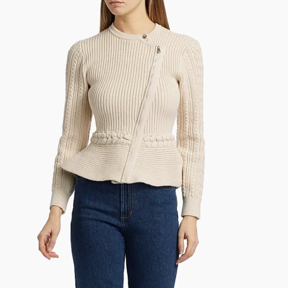 SIMKHAI, Andi Knit Peplum Jacket, Size M, Stone, NWT - Picture 6 of 6